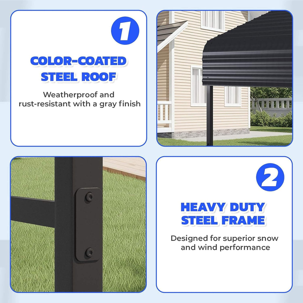 [20X40FT] Heavy-Duty Galvanized Steel Carport Canopy Shelter (SAK17632)