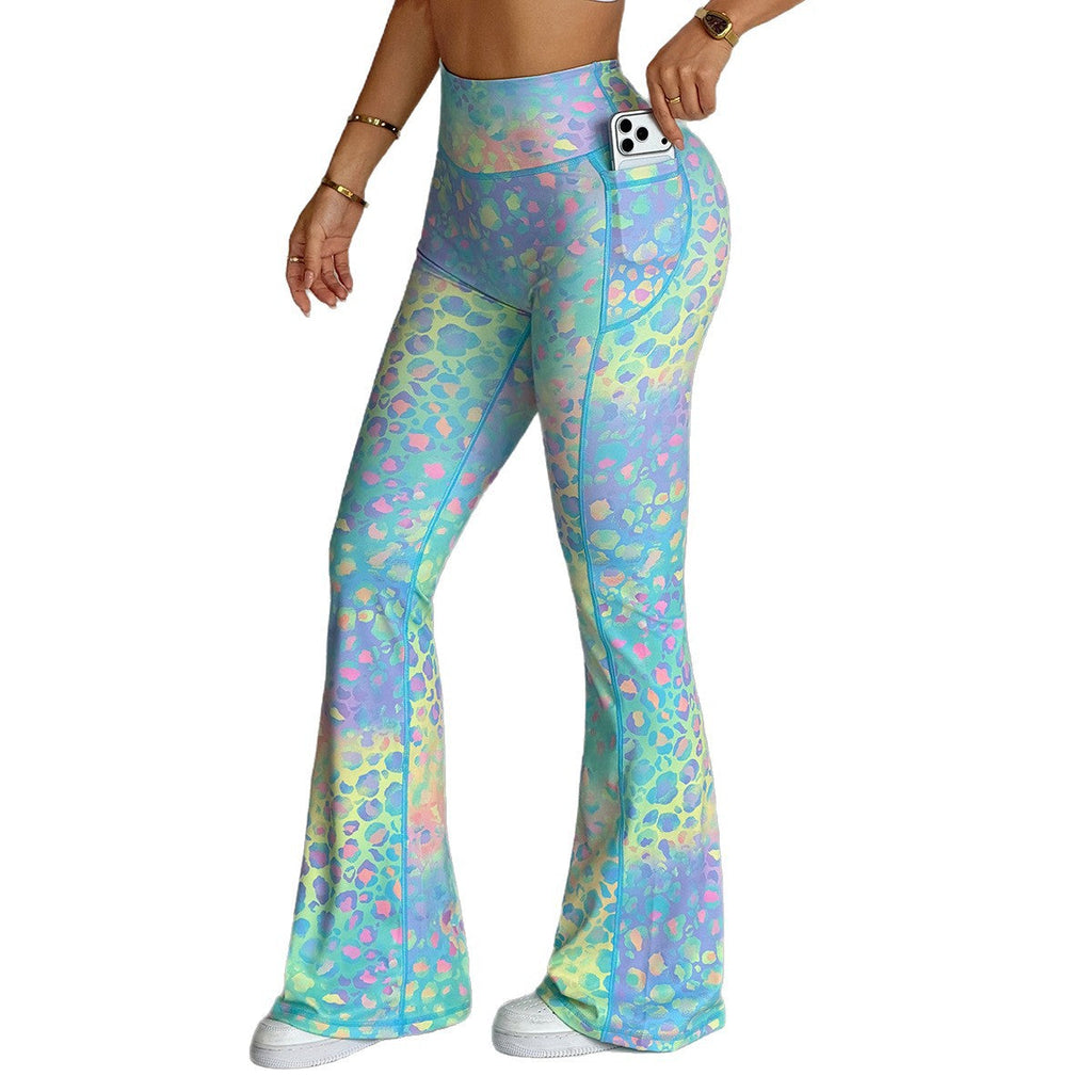 Printed Tight Yoga High-Waisted Tummy-Control Fitness Pants