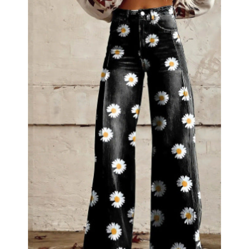 Women's Thin Faux Denim Straight-leg Pants