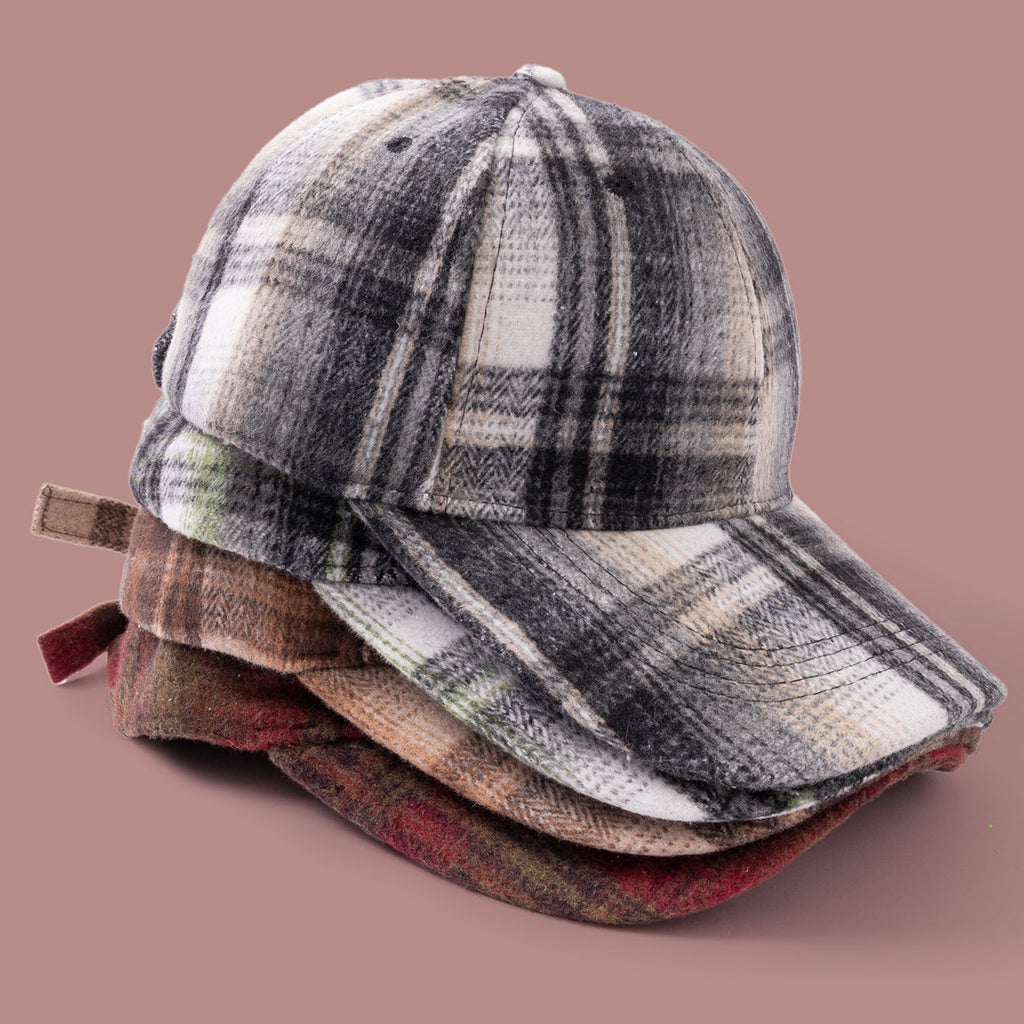 Retro Checkered Wool Baseball Cap - Thickened For Winter, Warm And Cozy Beanie Hat Suitable For Autumn And Winter, Versatile And Casual Hat For Daily Use
