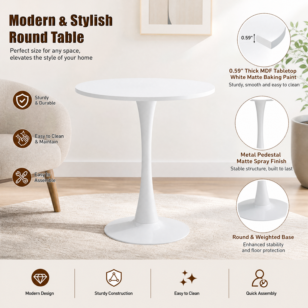 White Round Dining Table