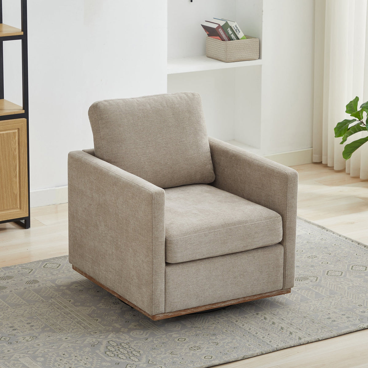 30.5"W Square Upholstered Swivel Accent Chair - Taupe