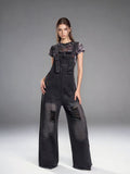 Women's Retro Loose-Fit Wide-Leg Denim Overalls