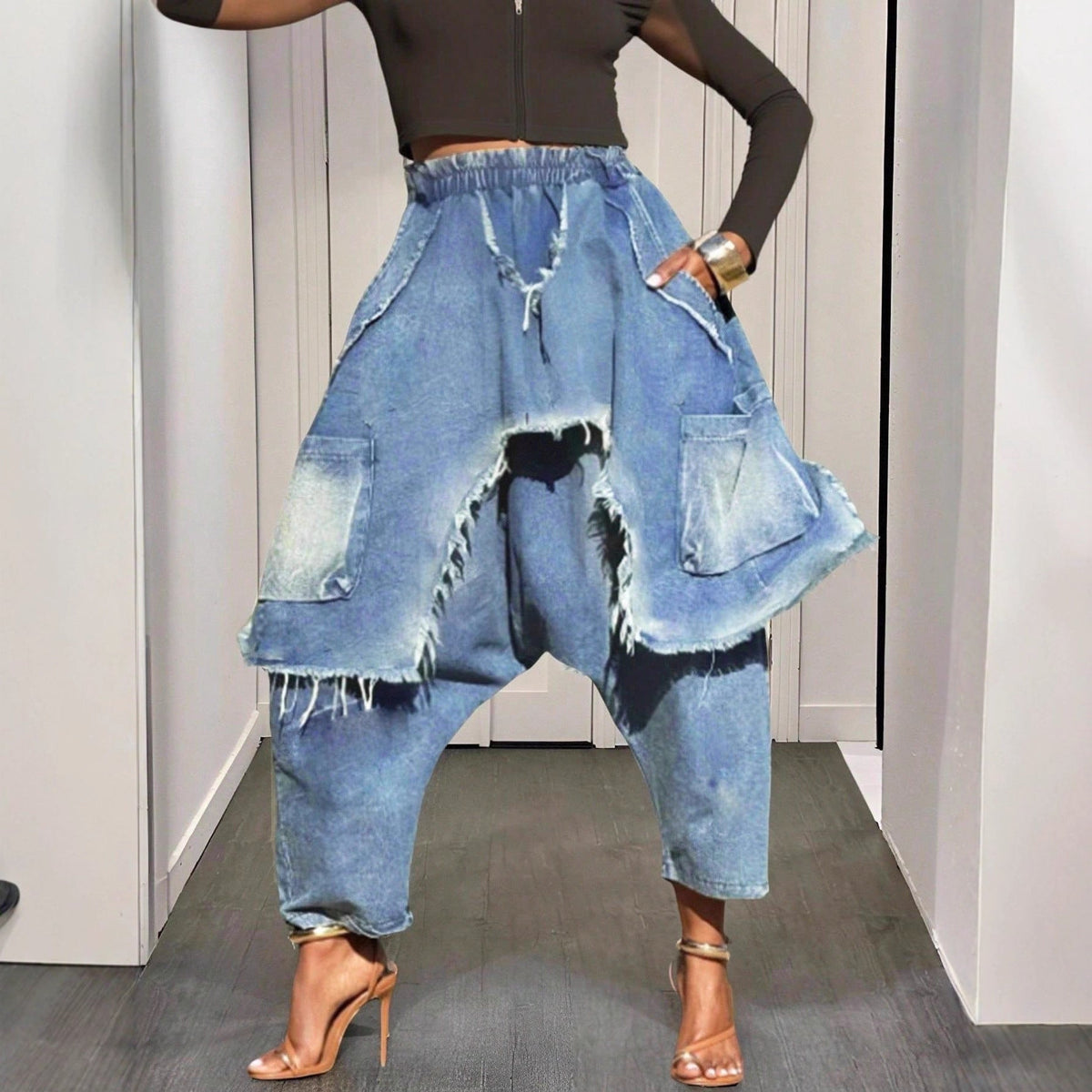 Trendy Personalized Distressed Brushed Ripped Jeans