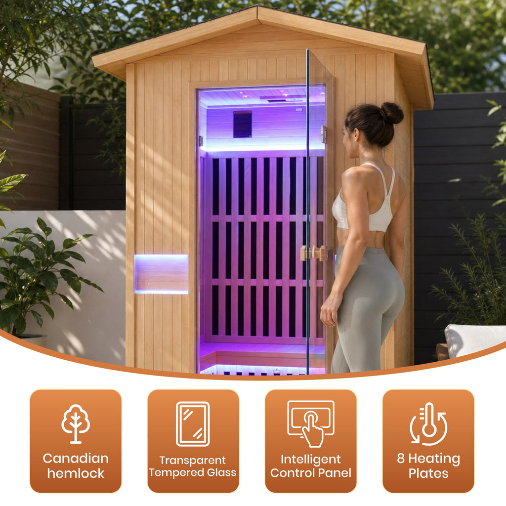 2000W Canadian Hemlock Double Outdoor Far Infrared Sauna