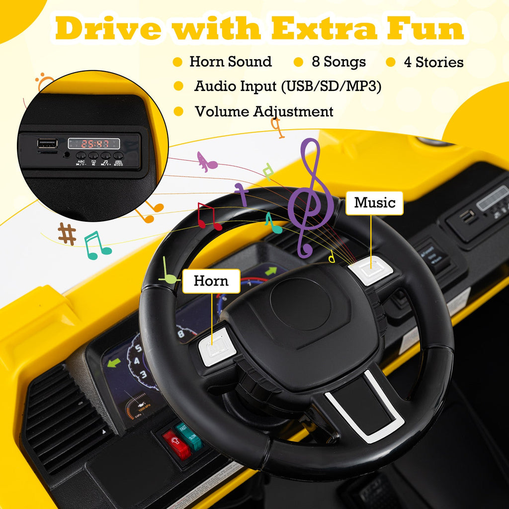 24V Ride On Excavator 4WD 2-Seater with Remote Control and Digging Arm-Yellow