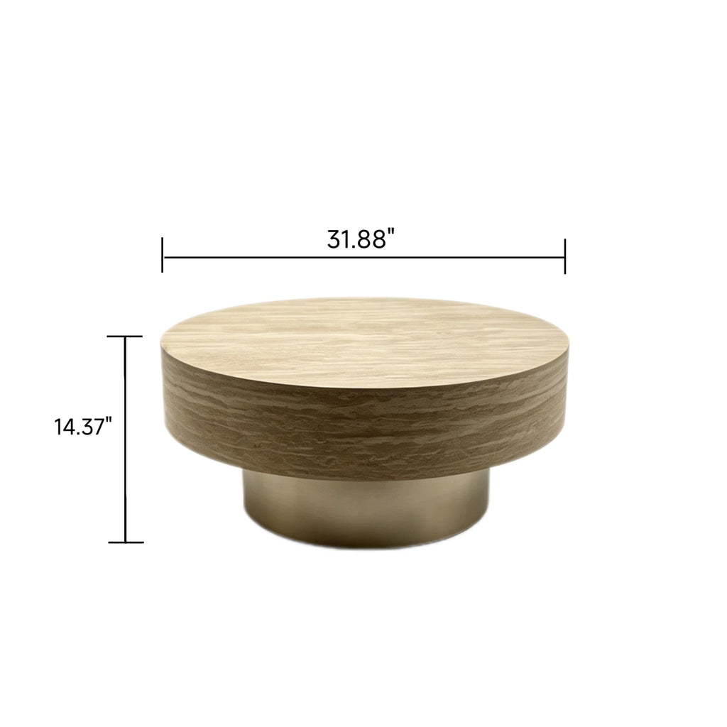 31.88 Inch Round Travertine Coffee Table
