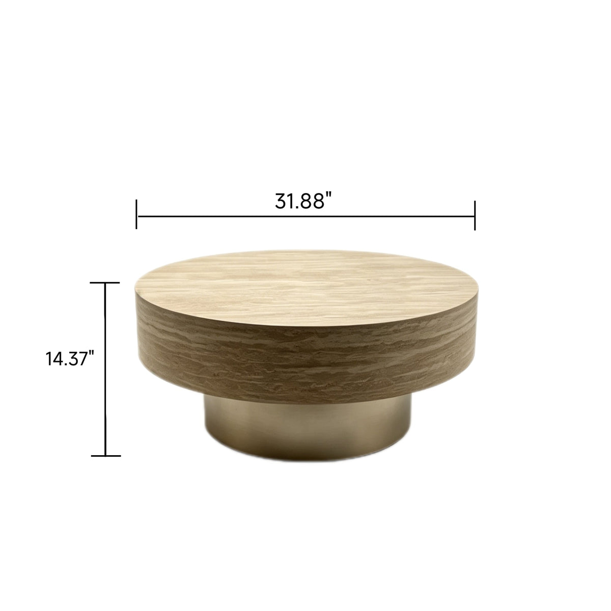31.88 Inch Round Travertine Coffee Table