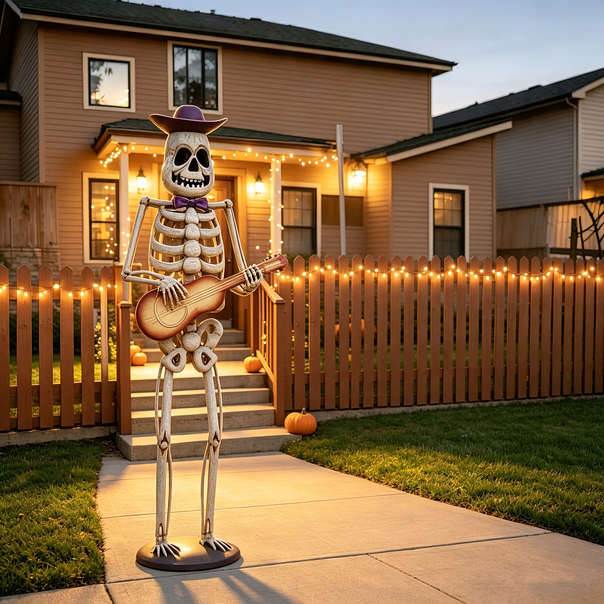 Halloween Skeleton Guitar Yard Decoration
