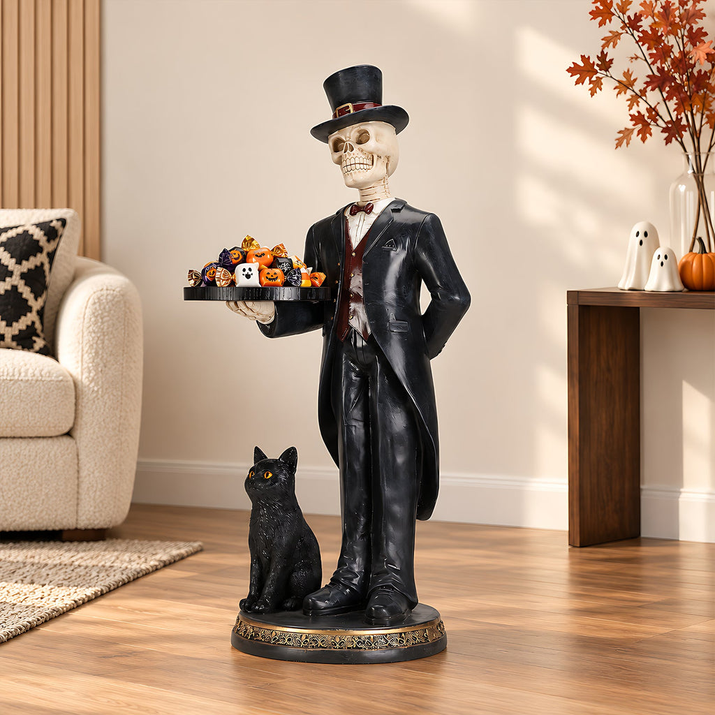 Halloween Skeleton Butler Floor Statue