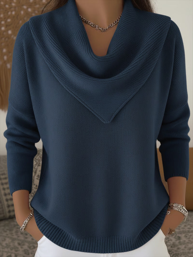 Women's New Solid Color Long Sleeve Knit Pullover Sweater Casual Tops For Autumn Winter