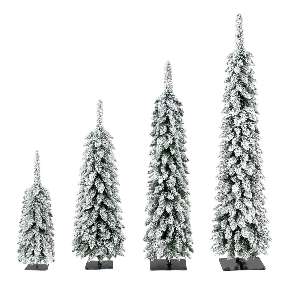 4 Pack Pre-Flocked Pencil Christmas Trees