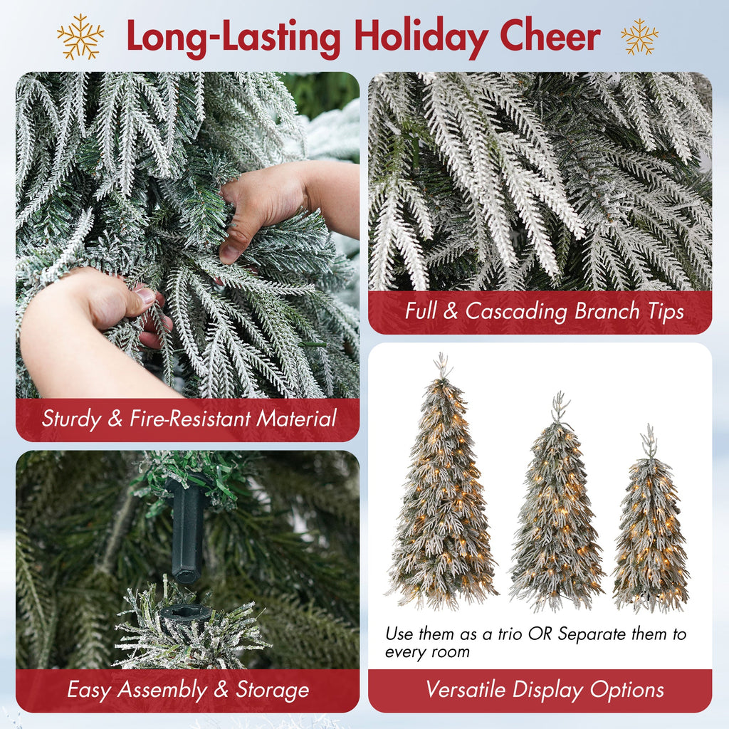 Snowy Cascading Christmas Trees 3-Piece Set