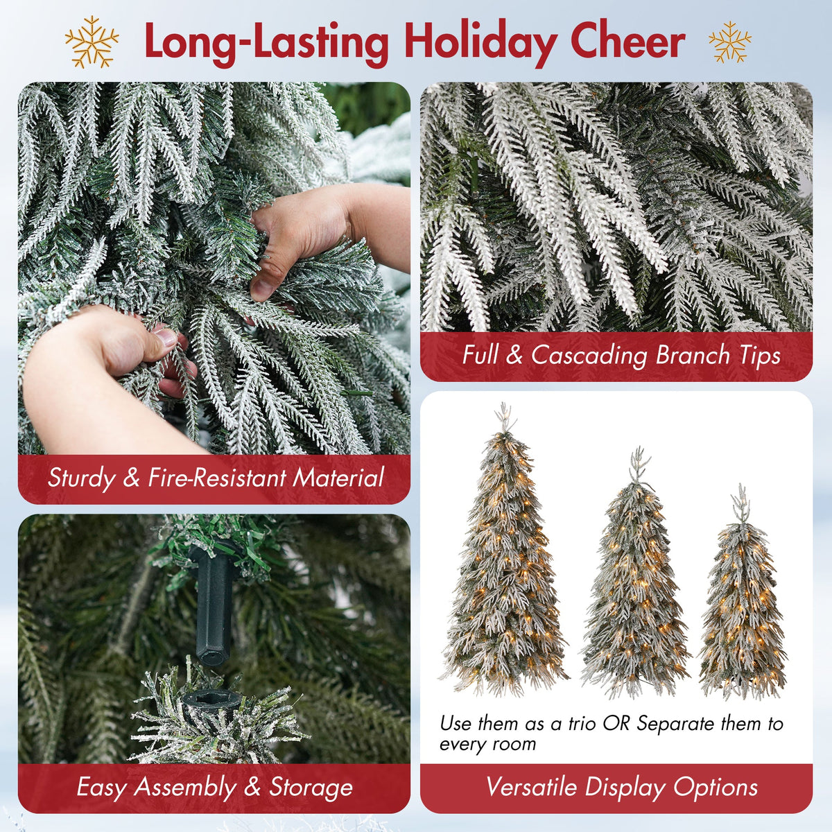 Snowy Cascading Christmas Trees 3-Piece Set