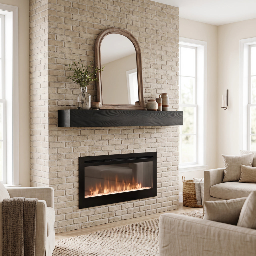 60" Fireplace Mantel Pine Wood Wall-Mounted & Floating Shelf