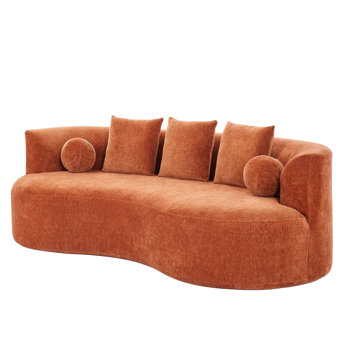 90-Inch Curved Modern Chenille Sofa
