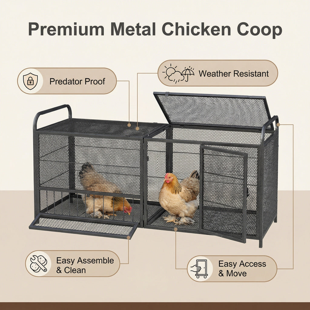 63" Chicken Cage Metal Poultry Breeding Coop