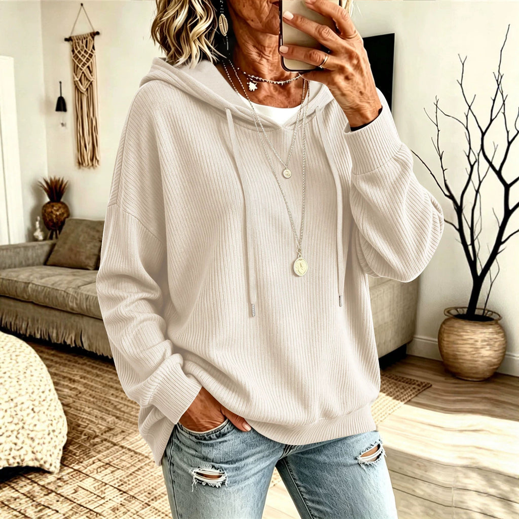 Amazon Cross-border Autumn And Winter Lazy Pit Knitted Hoodie Loose Meat Covering Shoulder Sleeve Women's Pullover Sweater