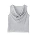 Womens Silk Boat-Neck Sleeveless Tank Top Mulberry-Silk Knitted Base Layer