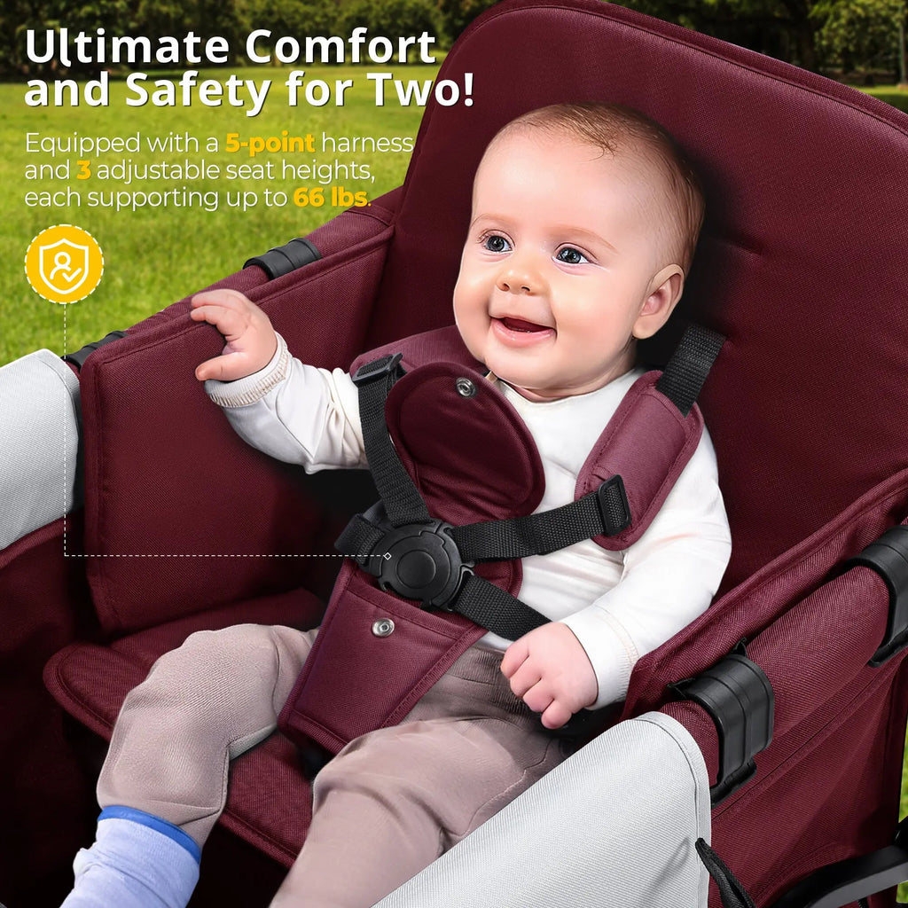 Momfann 2-Seater All-Terrain Stroller Wagon for Kids