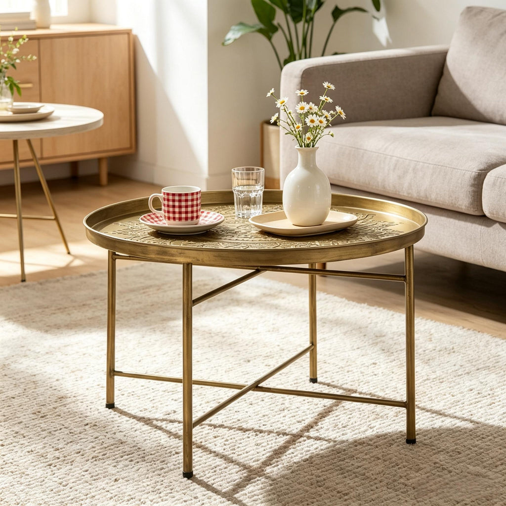 Multi-Functional Circular Center Table for Living Room