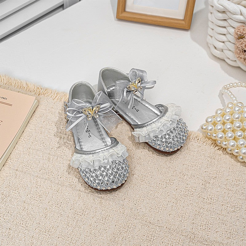 2026 Summer New Girls Woven Closed-Toe Sandals, Soft Sole Anti-Collision Lightweight Princess Performance Sandals For Kids