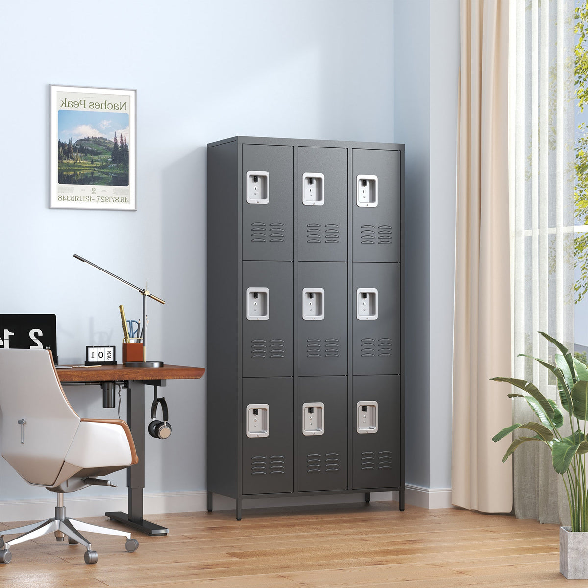 9 Door 72"H Metal Lockers with Lock for Employees