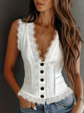 2025 New Women's Western Cowboy Style European And American Style V-neck Spicy Girl Vest Top