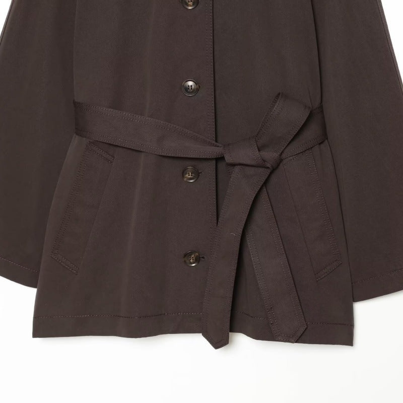Elegant Belted Twill-textured Trench Coat
