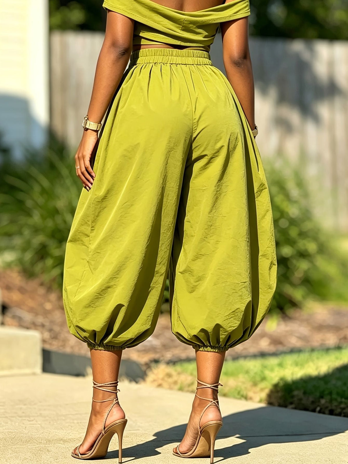 Women's Summer Loose Casual Solid Color Lightweight Breathable Jogger Lantern Pants Wide-Leg Pants Harem Pants With Lightweight Fabric