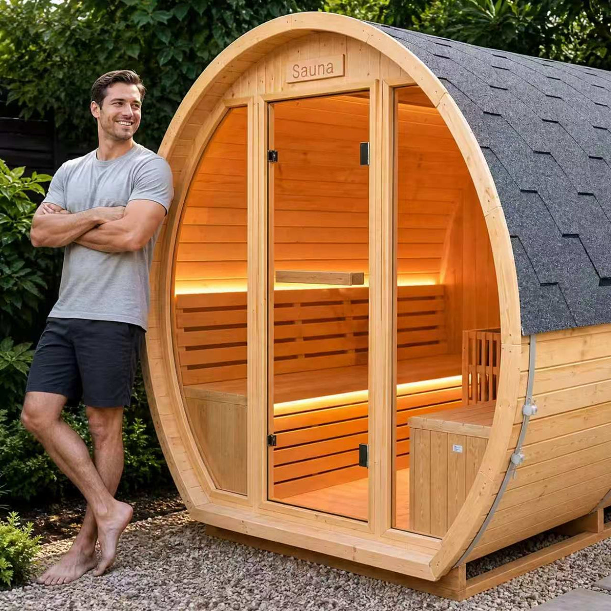 9000W 240V Finnish Carbonized Spruce 4-6 Person Outdoor Sauna Room