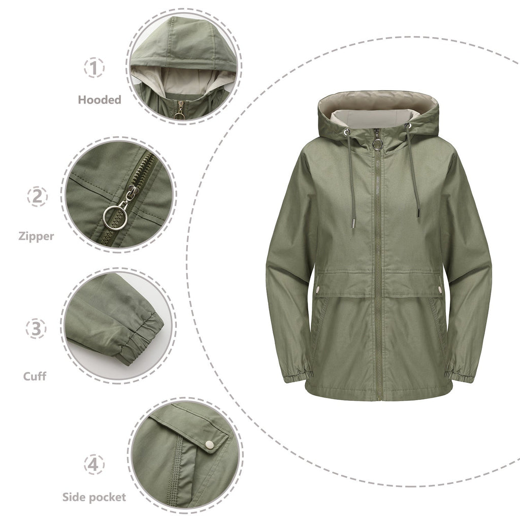New Hooded Solid Color Trench Coat For Women