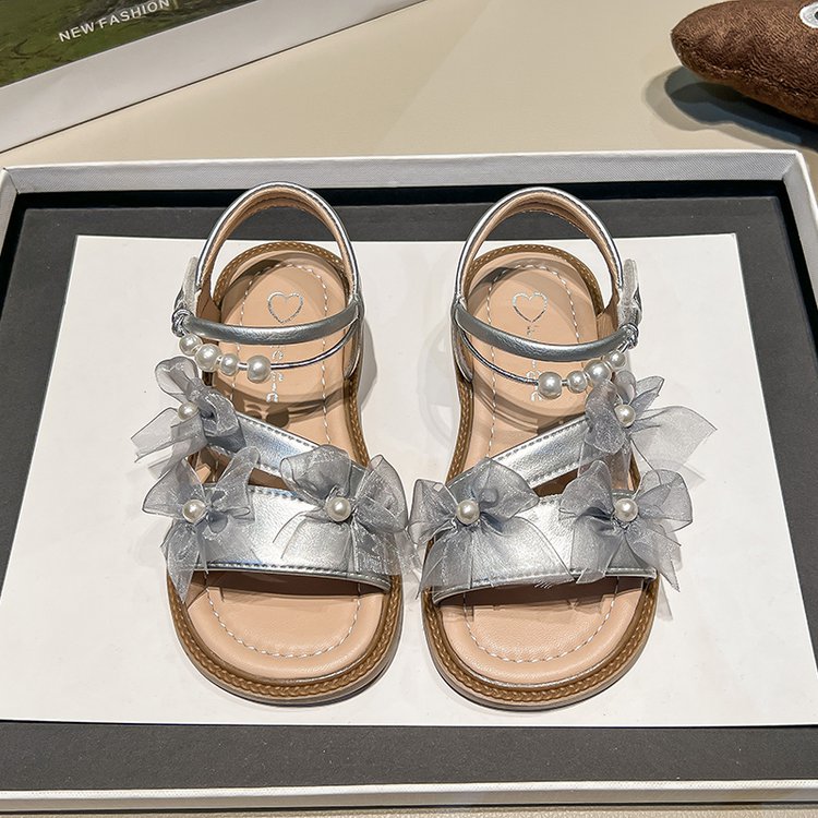 Fairy Style Girls' Baby Princess Sandals, Bow Shaped Children's Roman Shoes, Summer New Style Girls' Beach Shoes