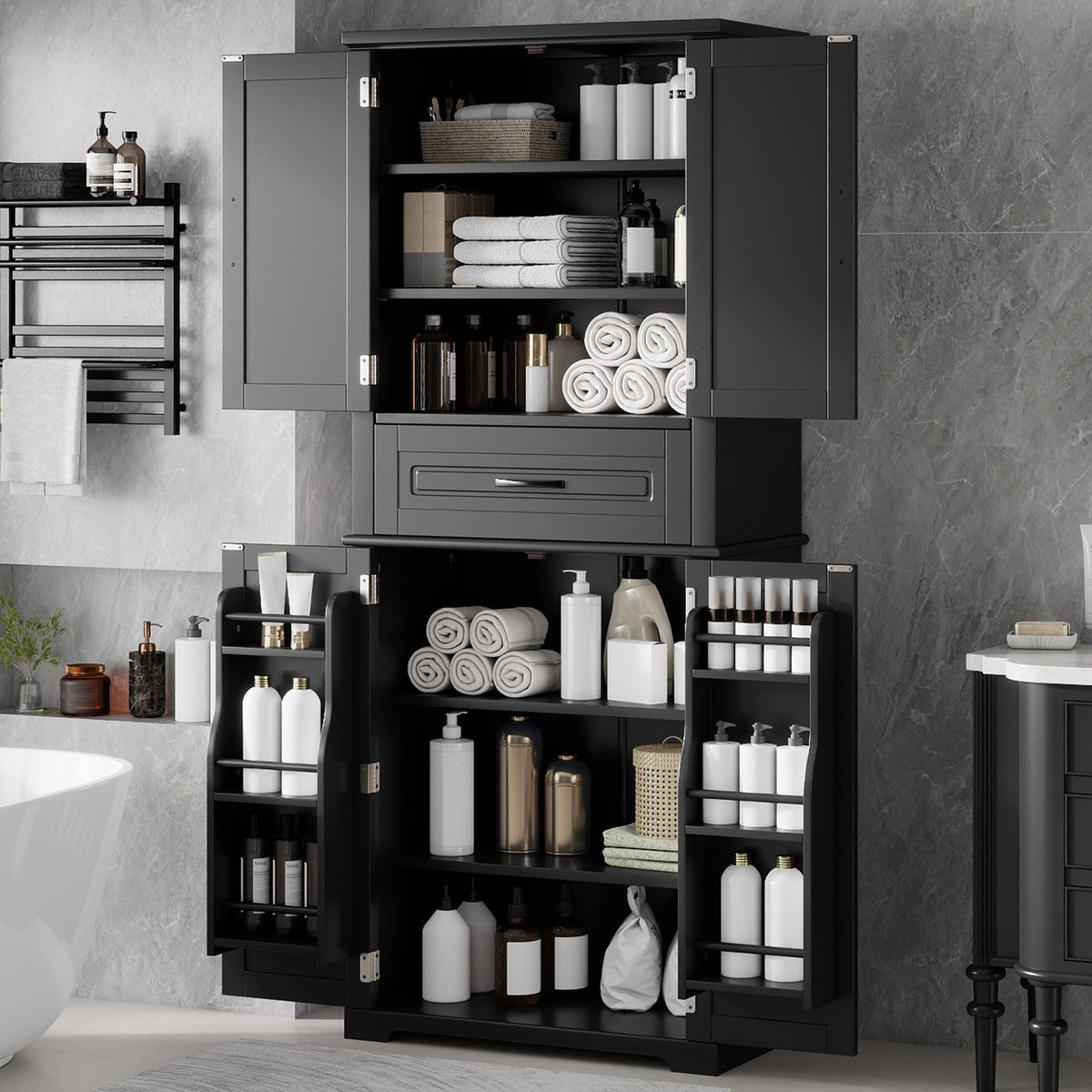 Bathroom Storage Cabinet with Multi-Functional Storage Space