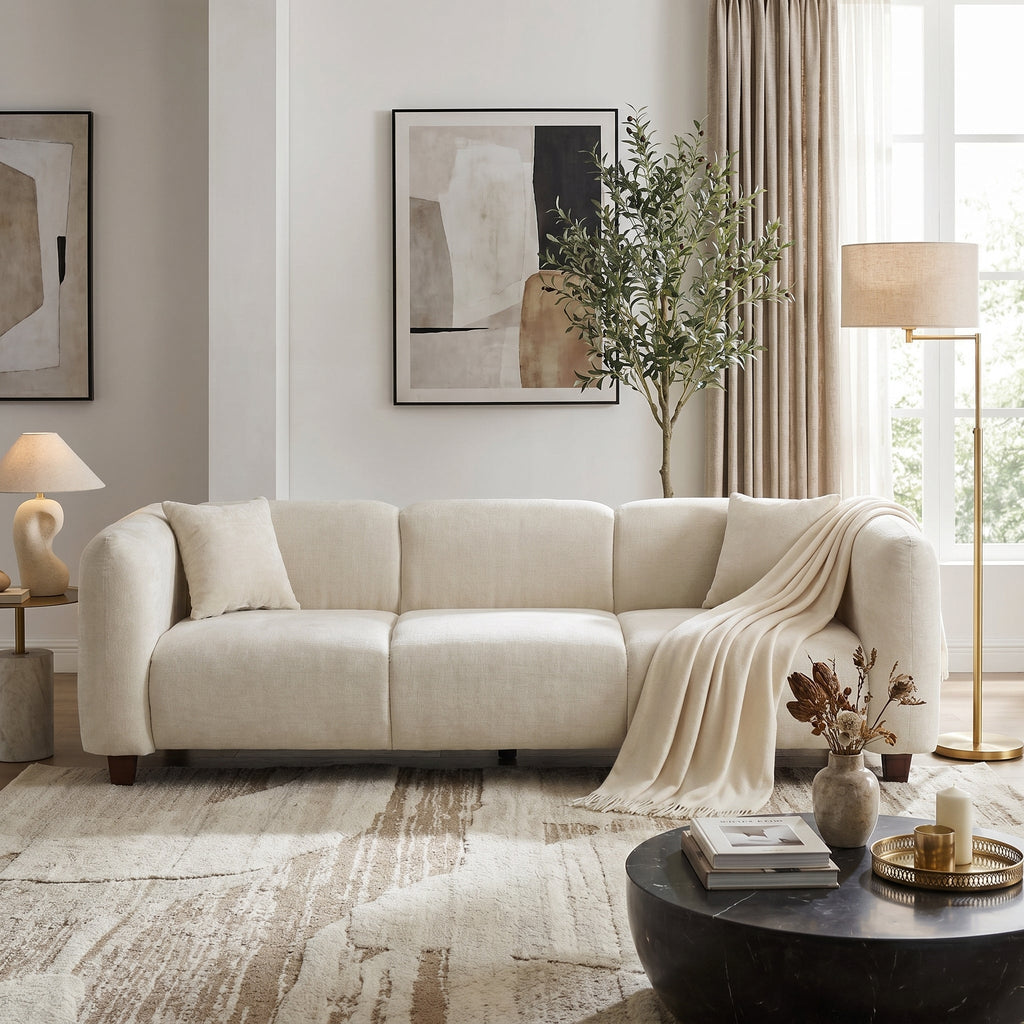 Silo 87 in. 3 Seater Modern Upholstered Chenille Sofa