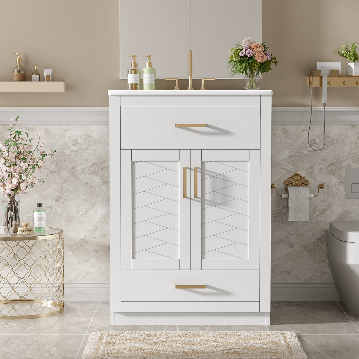 24" Bathroom Vanity with Integrated Ceramic Sink