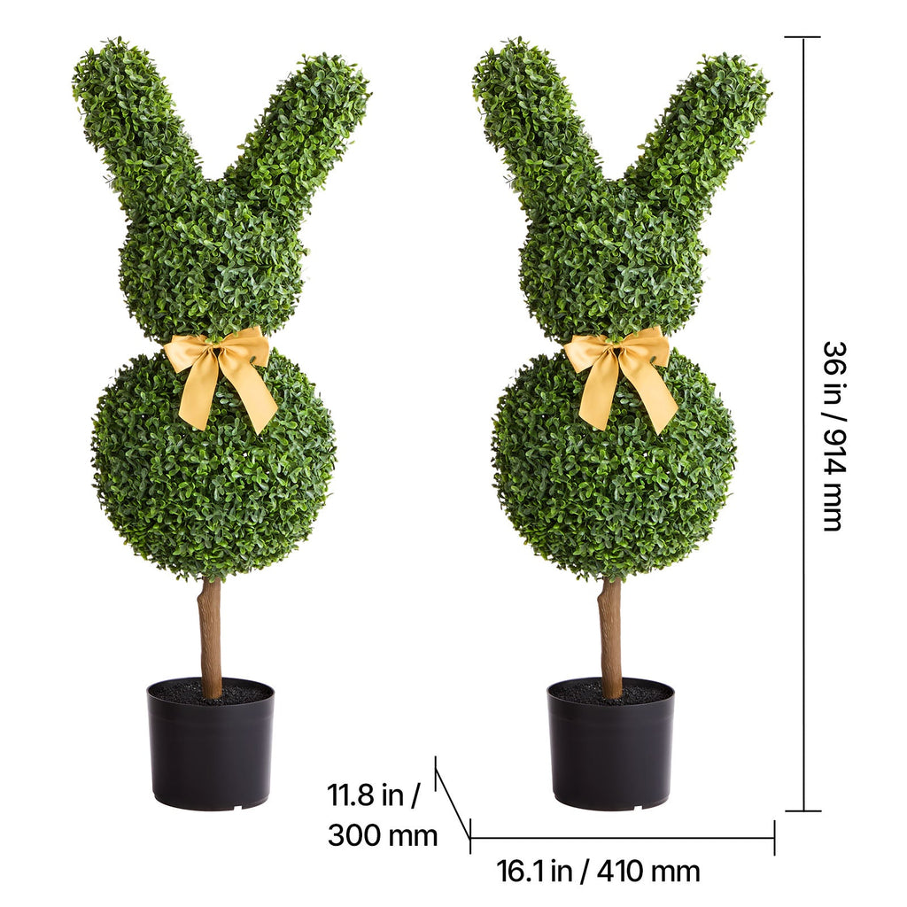 Artificial Topiary Bunny-Shape Boxwood Ball, 2 Set