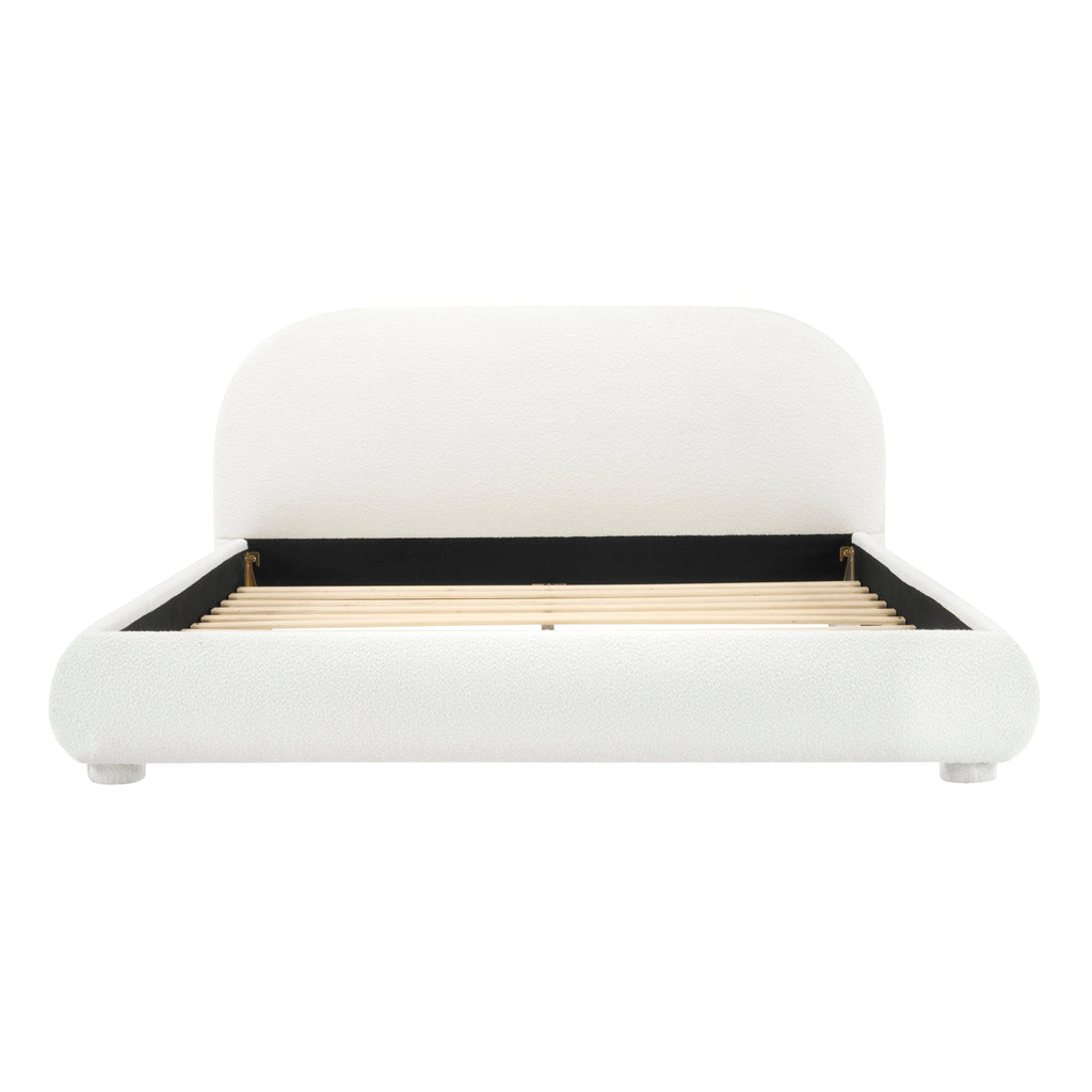 Cream Style Fabric Upholstered King Bed