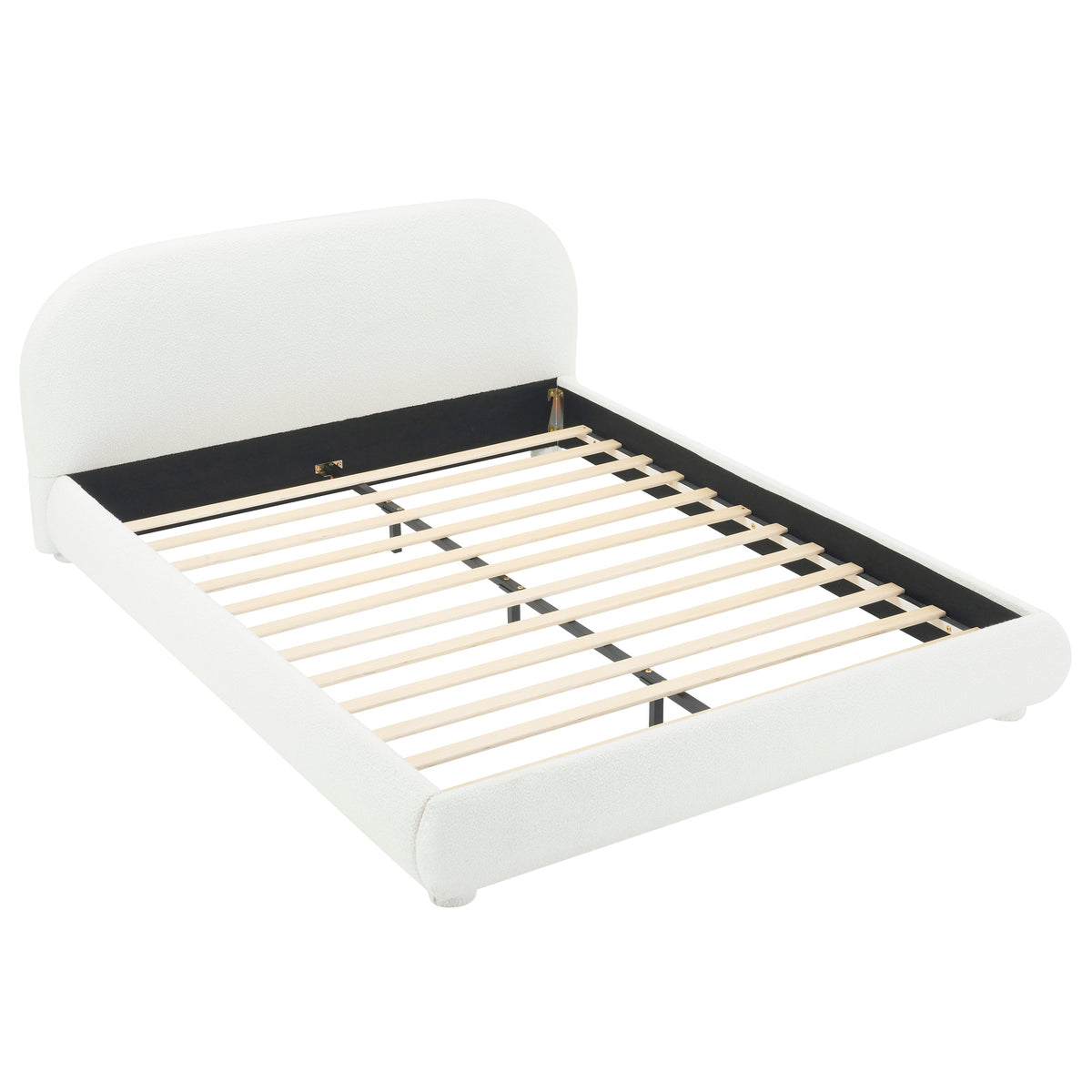 Cream Style Fabric Upholstered King Bed