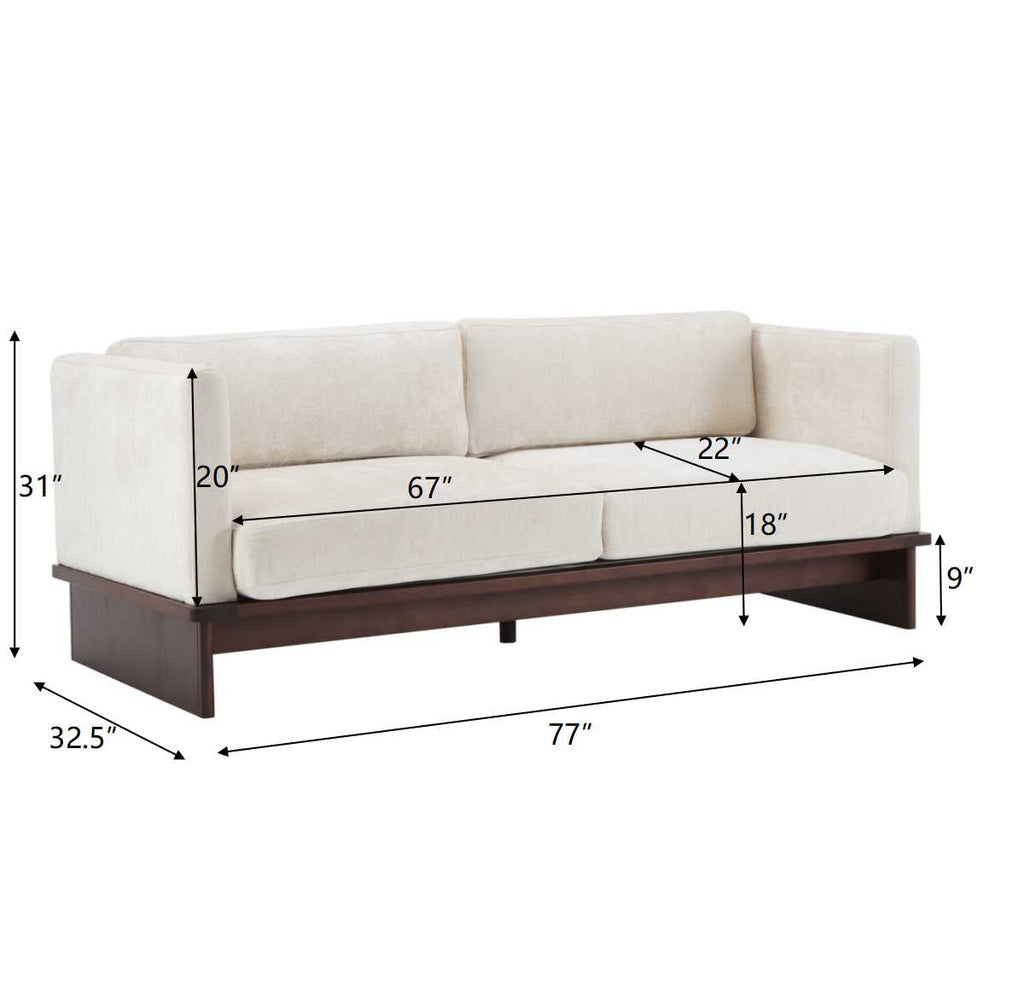 77 in. Square Arm Modern 3 Seater Boucle Sofa