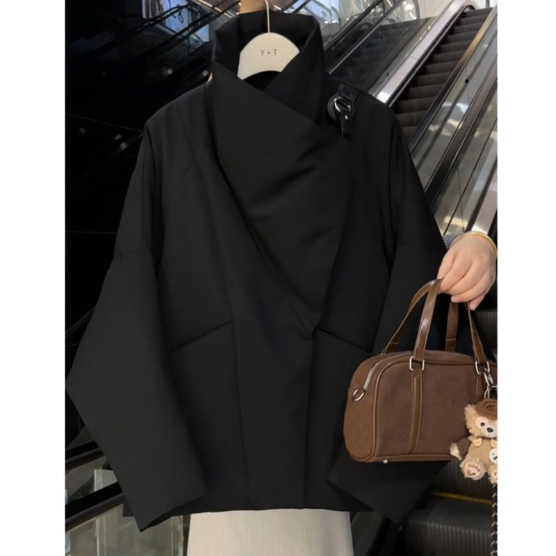 Womens Short, Large Lapel Cotton Coat Warm Outerwear
