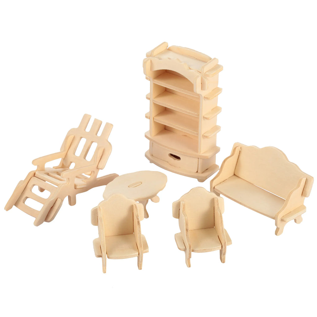 3D Wooden Dollhouse Furniture Puzzle Kit