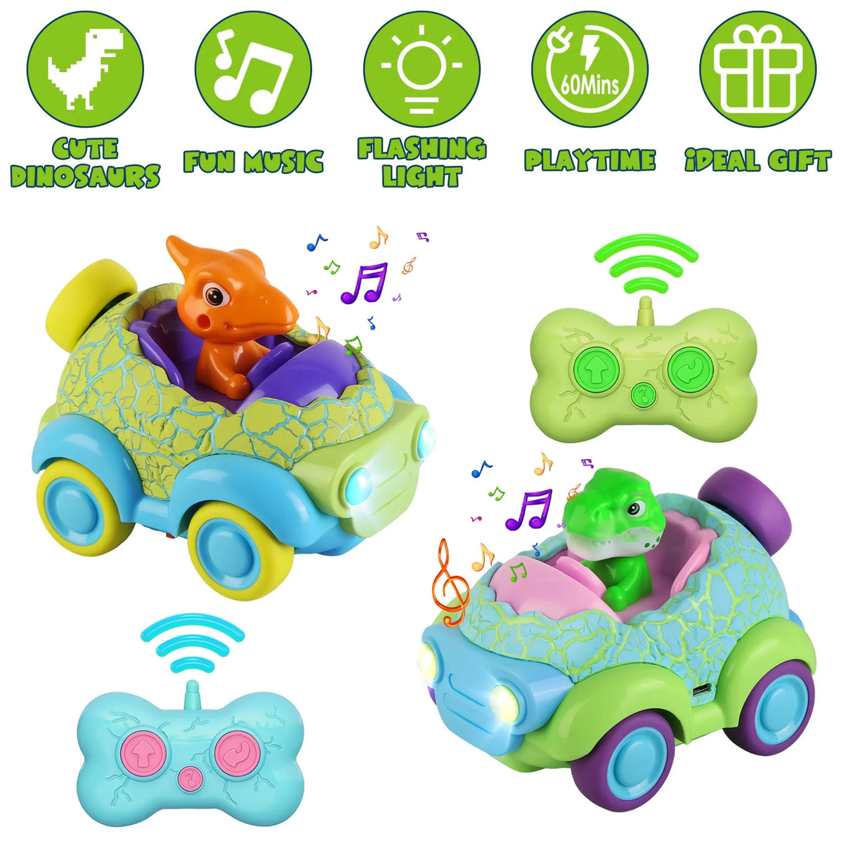 Dinosaur Remote Control Car Racing Set — 2 Pack