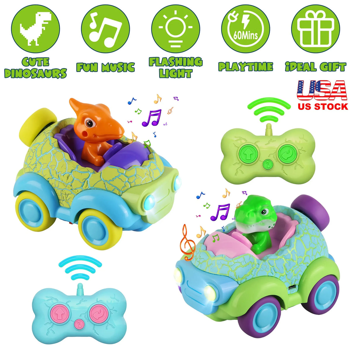 Dinosaur Remote Control Car Racing Set — 2 Pack