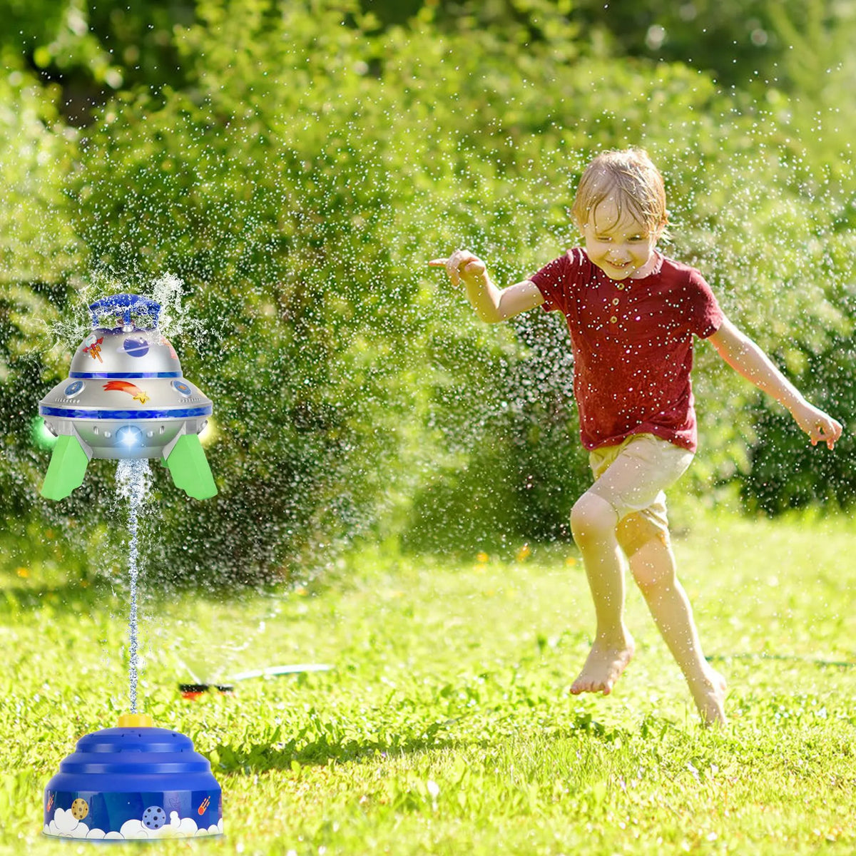 Light-Up UFO Rocket Water Sprinkler Toy