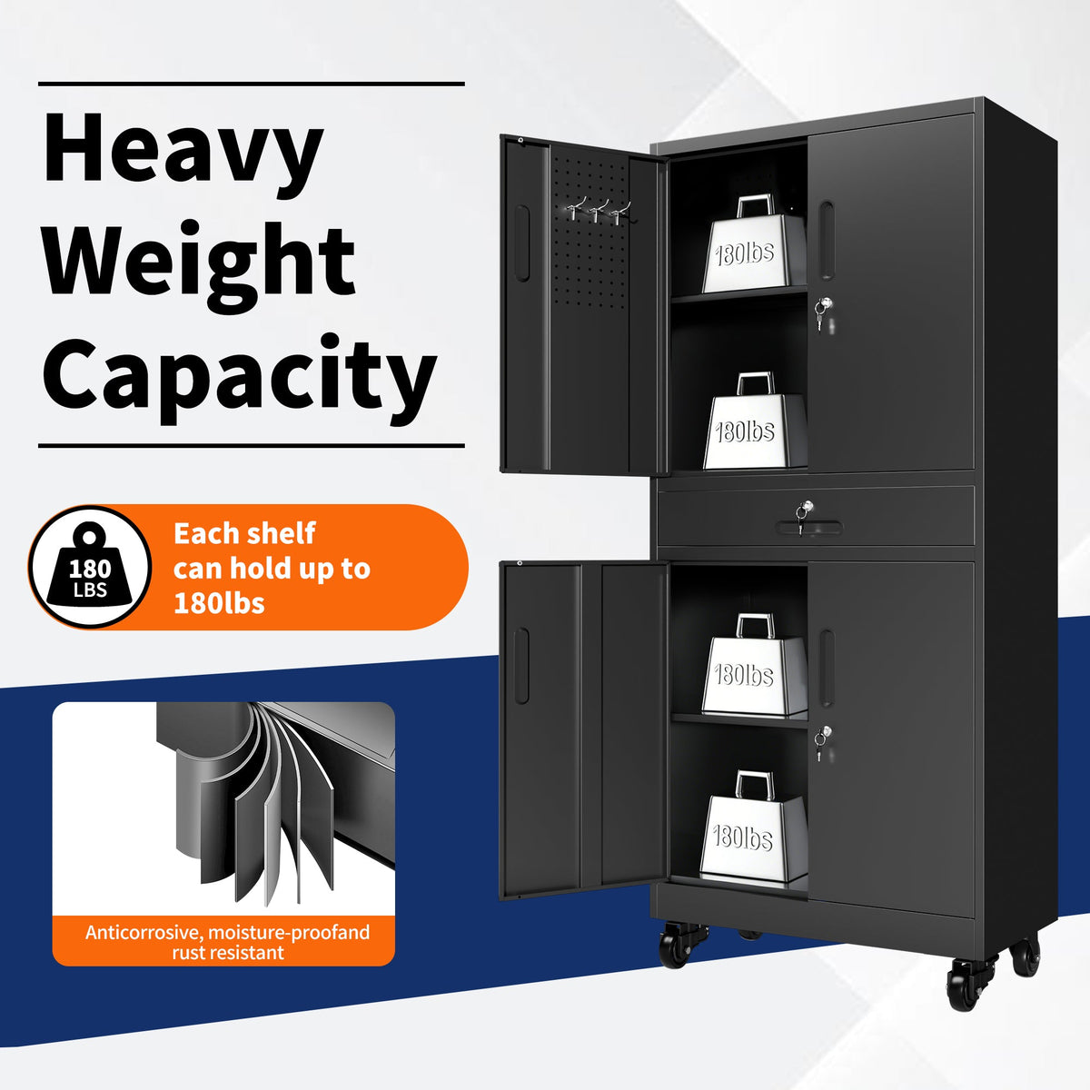 Heavy Duty Metal Storage Cabinet with Drawer