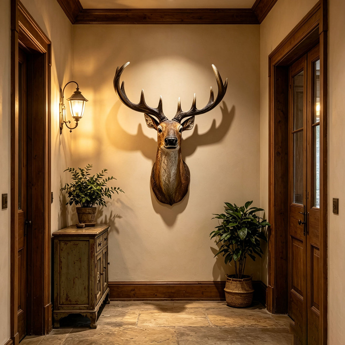 Stag Head Wall Mount - 14.57" Wide Resin Deer Bust