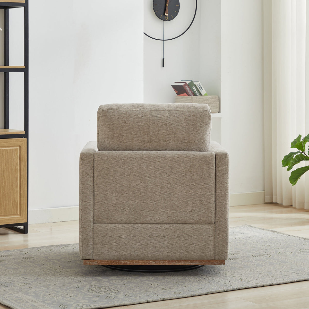 30.5"W Square Upholstered Swivel Accent Chair - Taupe