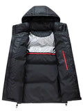 Men's Full Size Contrast Hooded Zip Up Down Jacket Plus Size