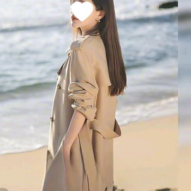 Korean-style Trench Coat For Petite Women Mid-length Jacket